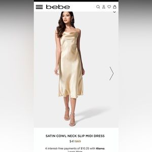 Bebe Satin Cowl Neck Slip Dress